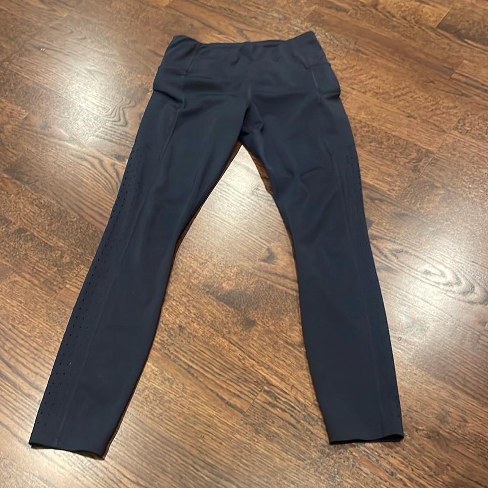 Athleta navy Blue Leggings size XS with holes on side